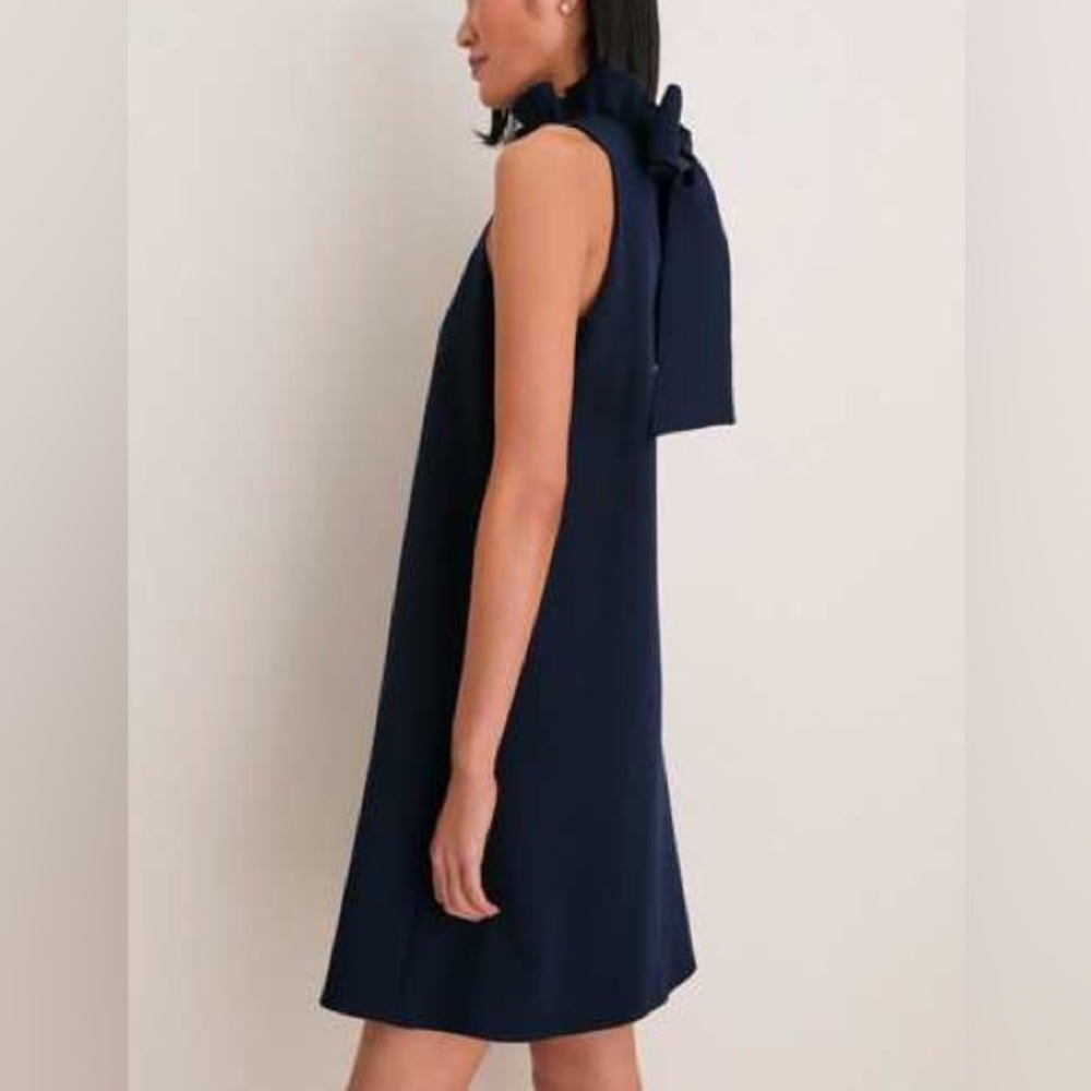 Tuckernuck Pomander Place Tie Neck Dress Navy Blue Medium